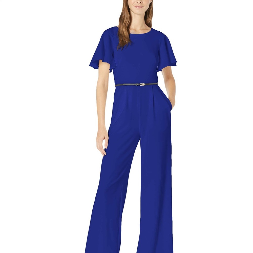 Calvin Klein Blue Jumpsuit Flutter Sleeved